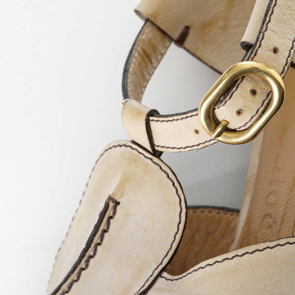 Chloe Beige and Brown Wedge Sandals - Picture 5 of 7